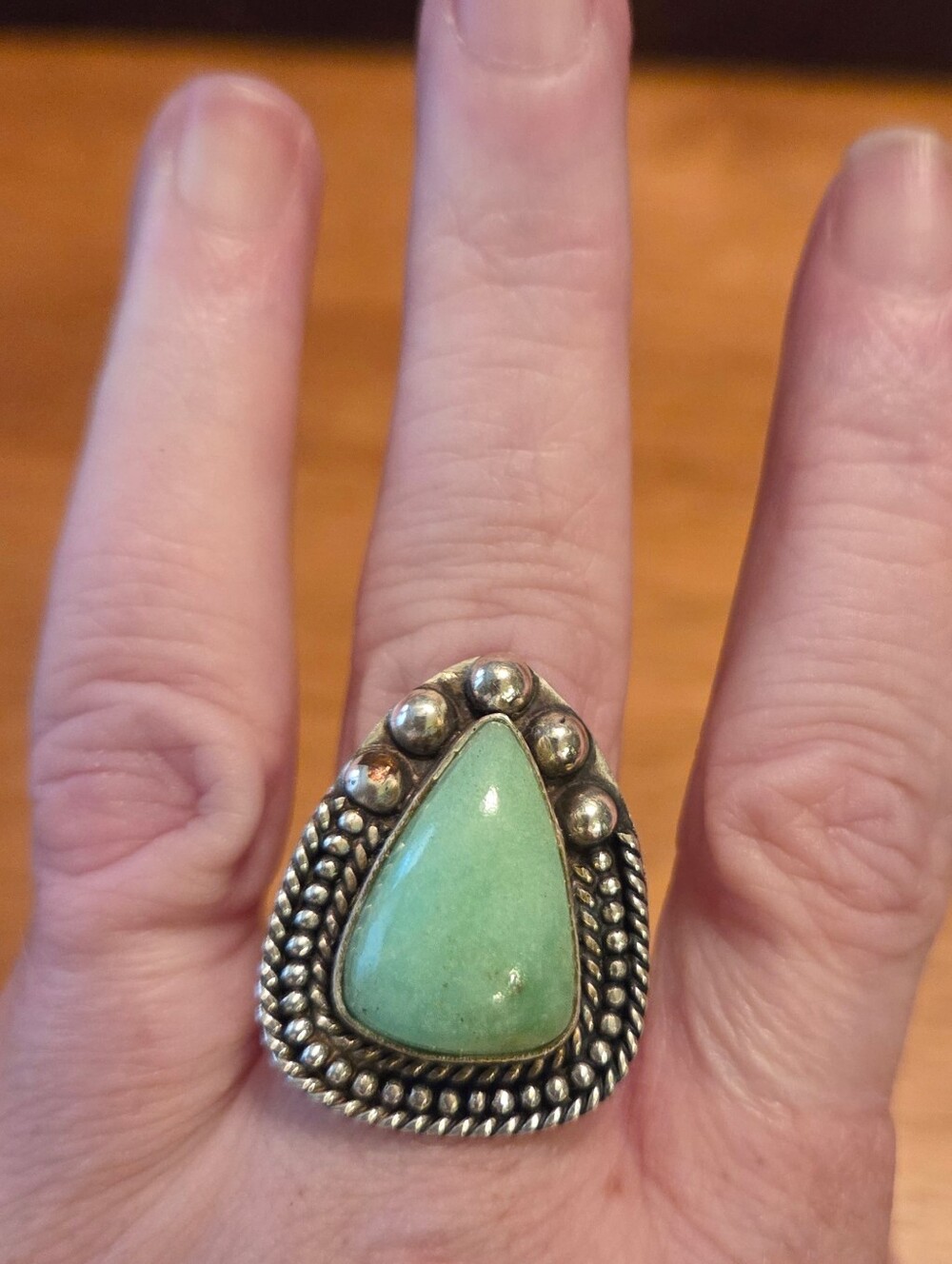 Sterling Silver Brazilian Chrysoprase Adjustable Ring